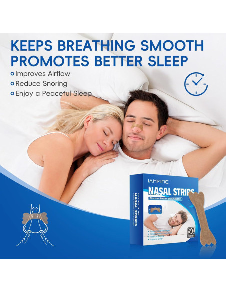 Tiras Nasales IAMFINE Antironquidos 50 Unidades Alivio Congestión Tiras Nasales IAMFINE Antironquidos 50 Unidades Alivio Congestión