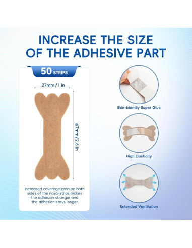 Tiras Nasales IAMFINE Antironquidos 50 Unidades Alivio Congestión