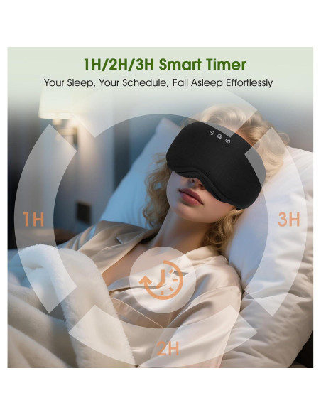 Máscara de Sueño Bluetooth LC-dolida 3D Algodón Bambú Negra Máscara de Sueño Bluetooth LC-dolida 3D Algodón Bambú Negra