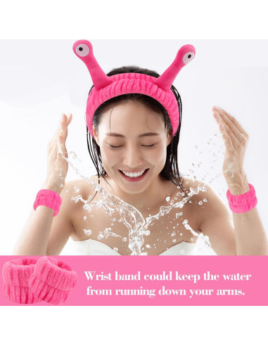 Banda de Lavado de Cara y Pulseras SuPoo - Microfibra Rosa