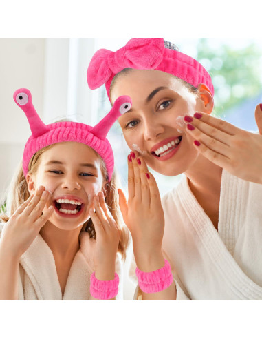 Banda de Lavado de Cara y Pulseras SuPoo - Microfibra Rosa