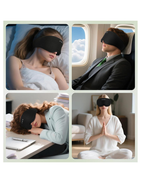 Máscara de Sueño Bluetooth LC-dolida 3D Algodón Bambú Negra Máscara de Sueño Bluetooth LC-dolida 3D Algodón Bambú Negra