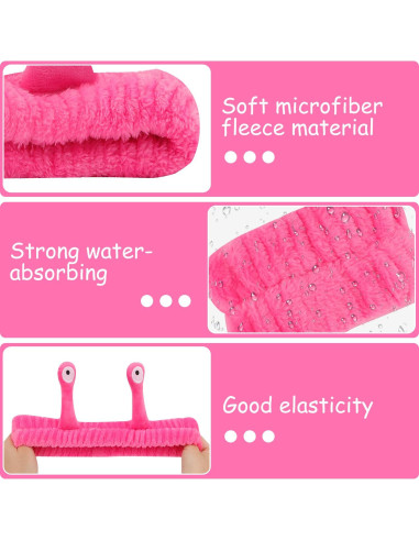 Banda de Lavado de Cara y Pulseras SuPoo - Microfibra Rosa