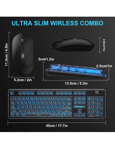 Combo Teclado y Ratón Inalámbrico BlueFinger Gaming