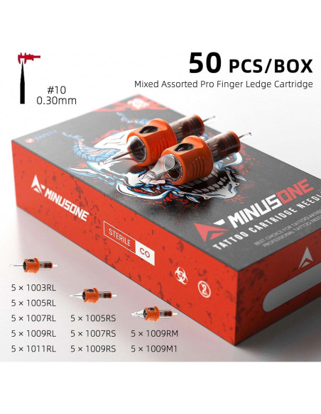 Cartuchos de Agujas de Tatuaje A-minusone 50 Pcs Variados Cartuchos de Agujas de Tatuaje A-minusone 50 Pcs Variados