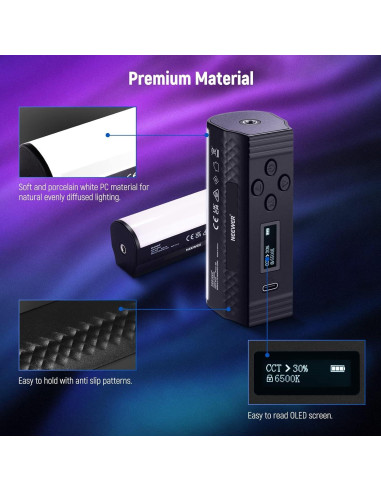 Varitas de Luz LED NEEWER TL96RGB 2 Paquete 2500-8500K