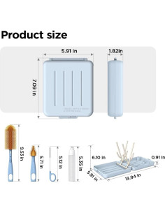 Kit de Limpieza de Botellas YOTIME Plegable Azul 1 Cuenta 2