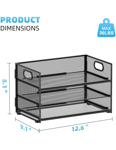 Organizador de Papel Marbrasse 3 Niveles con Asa - 2P Negro