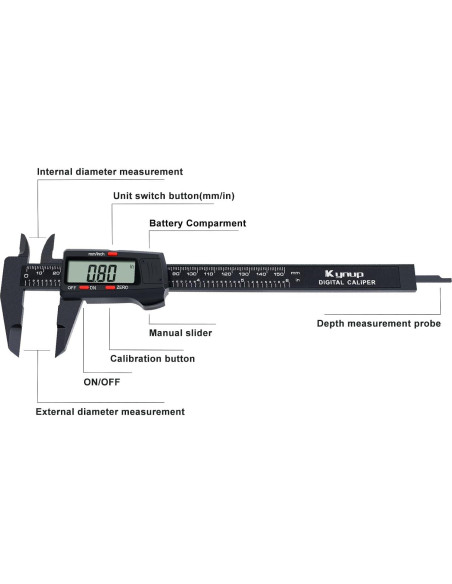 Calibrador Vernier Digital Kynup 15.24 cm LCD Preciso Calibrador Vernier Digital Kynup 15.24 cm LCD Preciso