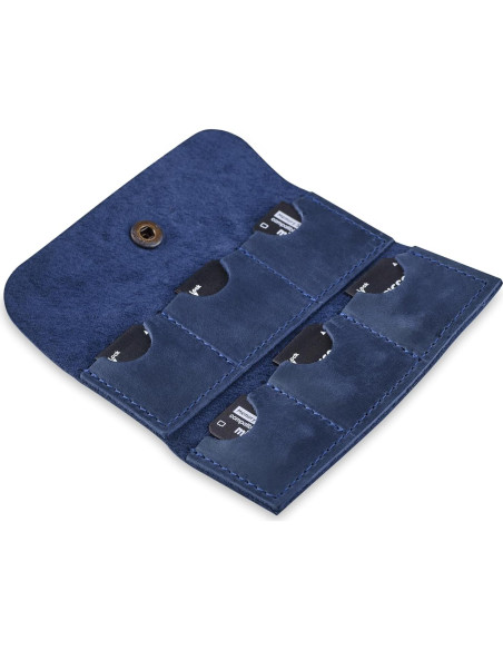 Estuche Porta Tarjetas SD de Cuero MAKYN Azul - Organizador 6 Tarjetas Estuche Porta Tarjetas SD de Cuero MAKYN Azul - Organizador 6 Tarjetas