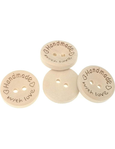 Botones de Madera Natural Kinteshun 20mm 100pcs Hechos a Mano