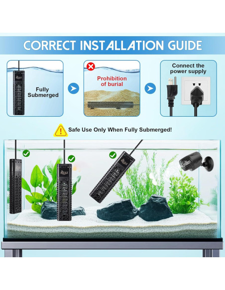 Calentador de Acuario AQQA 500W para 200-300 Litros Calentador de Acuario AQQA 500W para 200-300 Litros