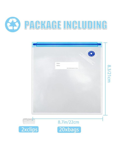 Bolsas Sous Vide Reutilizables Daarcin 20pcs 21x22cm Libre BPA