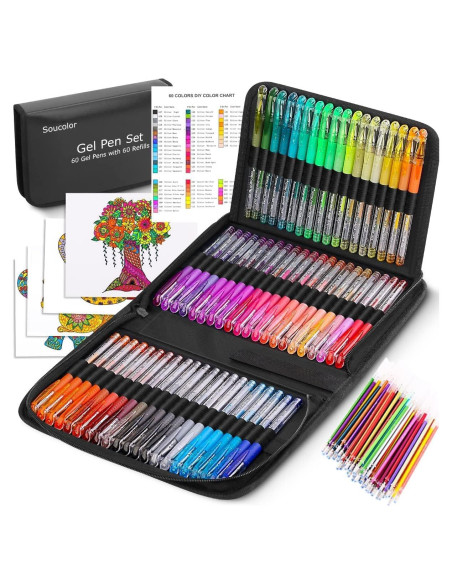 Set de Bolígrafos de Gel Soucolor 120 Piezas para Colorear Set de Bolígrafos de Gel Soucolor 120 Piezas para Colorear