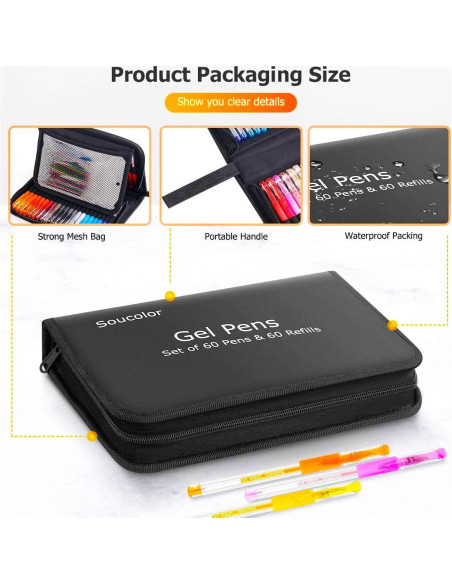 Set de Bolígrafos de Gel Soucolor 120 Piezas para Colorear Set de Bolígrafos de Gel Soucolor 120 Piezas para Colorear