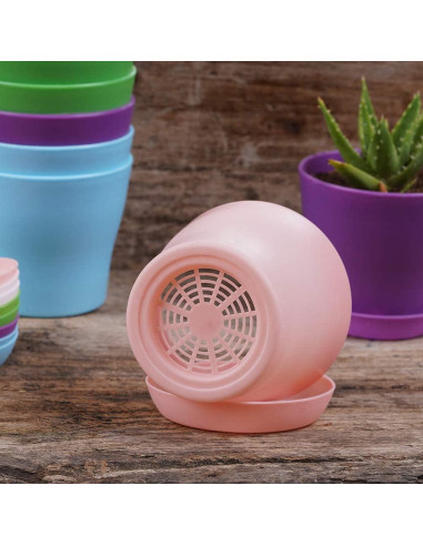 25 Macetas de Plástico TDHDIKE 9.7 cm con Bandeja - Colores Variados