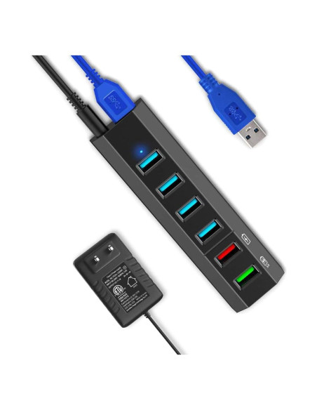 Hub USB Aiibe 6 Puertos 3.0 Alta Velocidad Carga Rápida Hub USB Aiibe 6 Puertos 3.0 Alta Velocidad Carga Rápida
