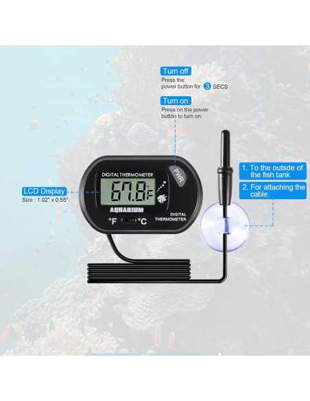 Termómetro Digital de Acuario AEDIKO con Pantalla LCD y Sonda Termómetro Digital de Acuario AEDIKO con Pantalla LCD y Sonda