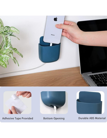 Soporte de Control Remoto de Pared Azul - 3 Unidades con Cinta Adhesiva Soporte de Control Remoto de Pared Azul - 3 Unidades con Cinta Adhesiva