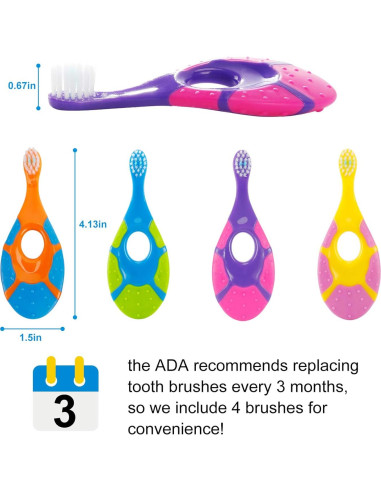 Cepillo de Dientes Slotic para Bebés 0-2 Años, Suave y Seguro - 4 Piezas