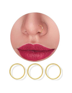 Anillos de Nariz de Oro 14K LuckyJewus 8mm 22G - 3 Piezas