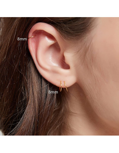 Anillos de Nariz de Oro 14K LuckyJewus 8mm 22G - 3 Piezas