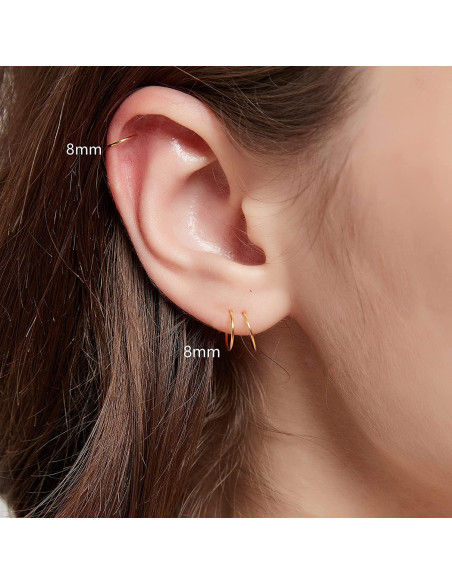 Anillos de Nariz de Oro 14K LuckyJewus 8mm 22G - 3 Piezas Anillos de Nariz de Oro 14K LuckyJewus 8mm 22G - 3 Piezas