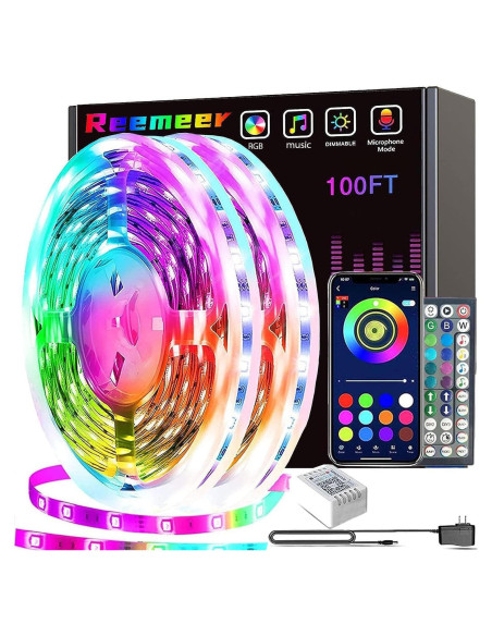 Luces LED 30.48m Reemeer RGB Control APP y Remoto Luces LED 30.48m Reemeer RGB Control APP y Remoto