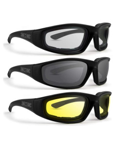 Gafas de sol para motocicleta Epoch - Montura negra con lentes UV