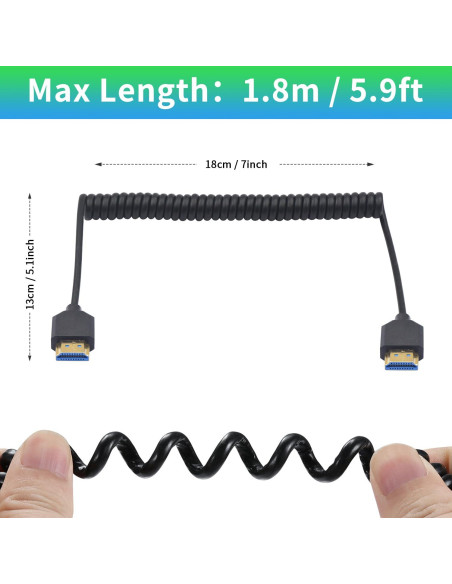 Cable HDMI Enrollado Duttek 8K 1.8M Ultra Delgado 48Gbps Cable HDMI Enrollado Duttek 8K 1.8M Ultra Delgado 48Gbps