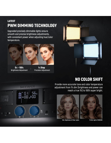 Kit de Iluminación LED NEEWER RGB1200 con Trípodes y Bolsa