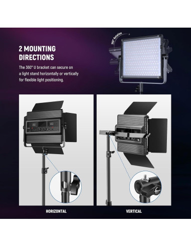 Kit de Iluminación LED NEEWER RGB1200 con Trípodes y Bolsa