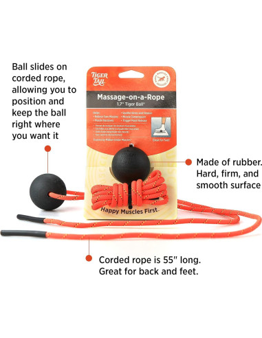 Pelota de masaje Tiger Tail 1.7 cm con cuerda de 127 cm