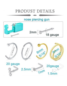 Kit de Perforación de Nariz QWALIT - Pistola Desechable y Accesorios 2