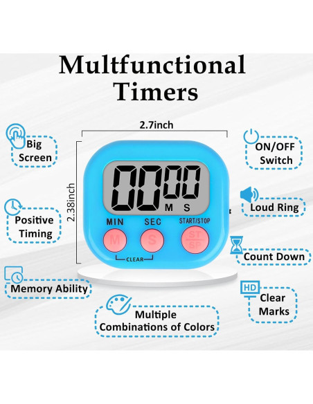 Temporizador Digital ZILLEEN para Aula - Paquete de 6 Azul y Verde Temporizador Digital ZILLEEN para Aula - Paquete de 6 Azul y Verde