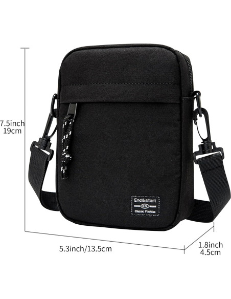 Bolso Cruzado Vaupan Mini Negro Resistente al Agua 19x13.5 cm Bolso Cruzado Vaupan Mini Negro Resistente al Agua 19x13.5 cm