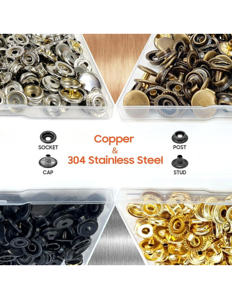 Kit de 400 Botones Marinos HAPDEN de Acero Inoxidable 3/8" Kit de 400 Botones Marinos HAPDEN de Acero Inoxidable 3/8"