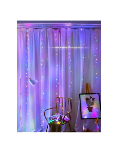 Luces de Cortina LED Coloridas 3M con 8 Modos - USB