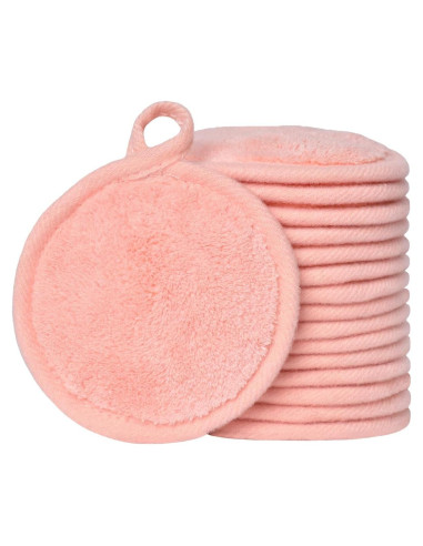 Discos Desmaquillantes Reutilizables BloomSesame 16 Pack Microfibra 8.9 cm Coral