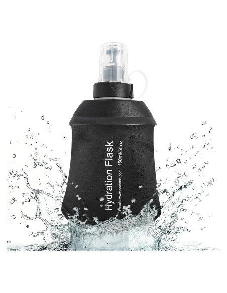 Botella de Agua Colapsable FR 150ml Negra para Correr Botella de Agua Colapsable FR 150ml Negra para Correr
