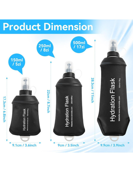 Botella de Agua Colapsable FR 150ml Negra para Correr Botella de Agua Colapsable FR 150ml Negra para Correr