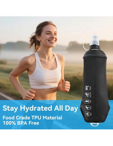 Botella de Agua Colapsable FR 150ml Negra para Correr