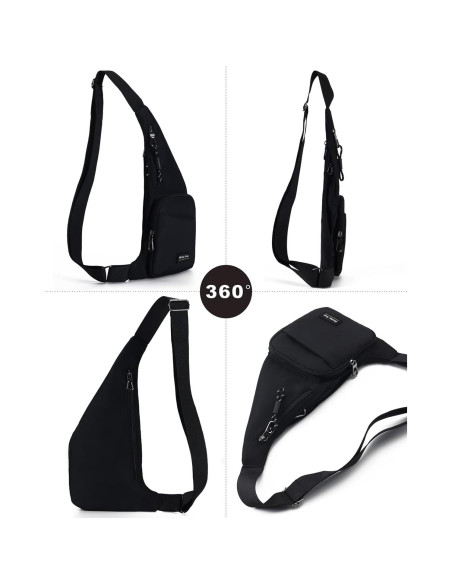 Bolsa Sling Antirrobo Seoky Rop Negra 5 Compartimentos Bolsa Sling Antirrobo Seoky Rop Negra 5 Compartimentos