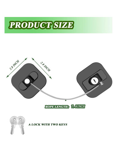 Cerradura para Refrigerador Frenflu con Llave - 2 Piezas, Negro