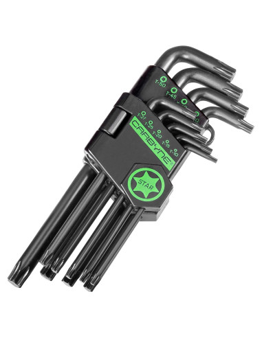 Juego de Llaves Torx 9 Piezas Carbyne Acero S2 Mango Largo