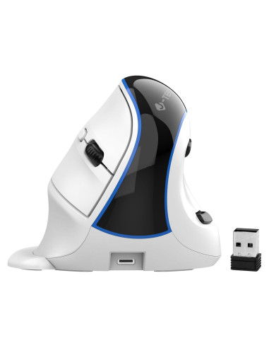 J-Tech Digital Ratón Inalámbrico Ergonómico V638W Blanco