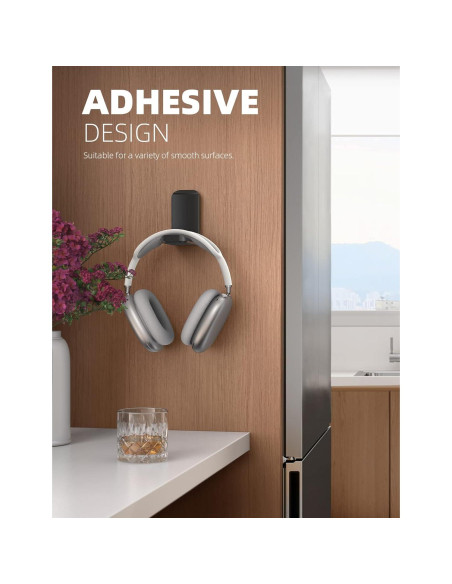 Soporte para Auriculares Lamicall DH02, Gancho Adhesivo Negro Soporte para Auriculares Lamicall DH02, Gancho Adhesivo Negro