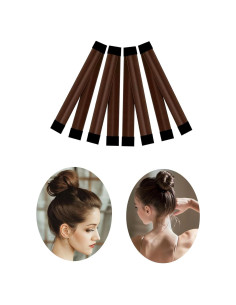 Hacedor de moños para cabello largo MuYwa, 4 piezas, marrón