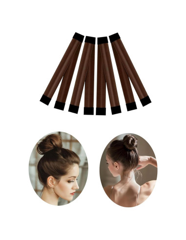 Hacedor de moños para cabello largo MuYwa, 4 piezas, marrón