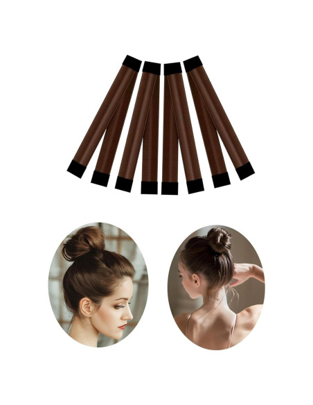 Hacedor de moños para cabello largo MuYwa, 4 piezas, marrón Hacedor de moños para cabello largo MuYwa, 4 piezas, marrón